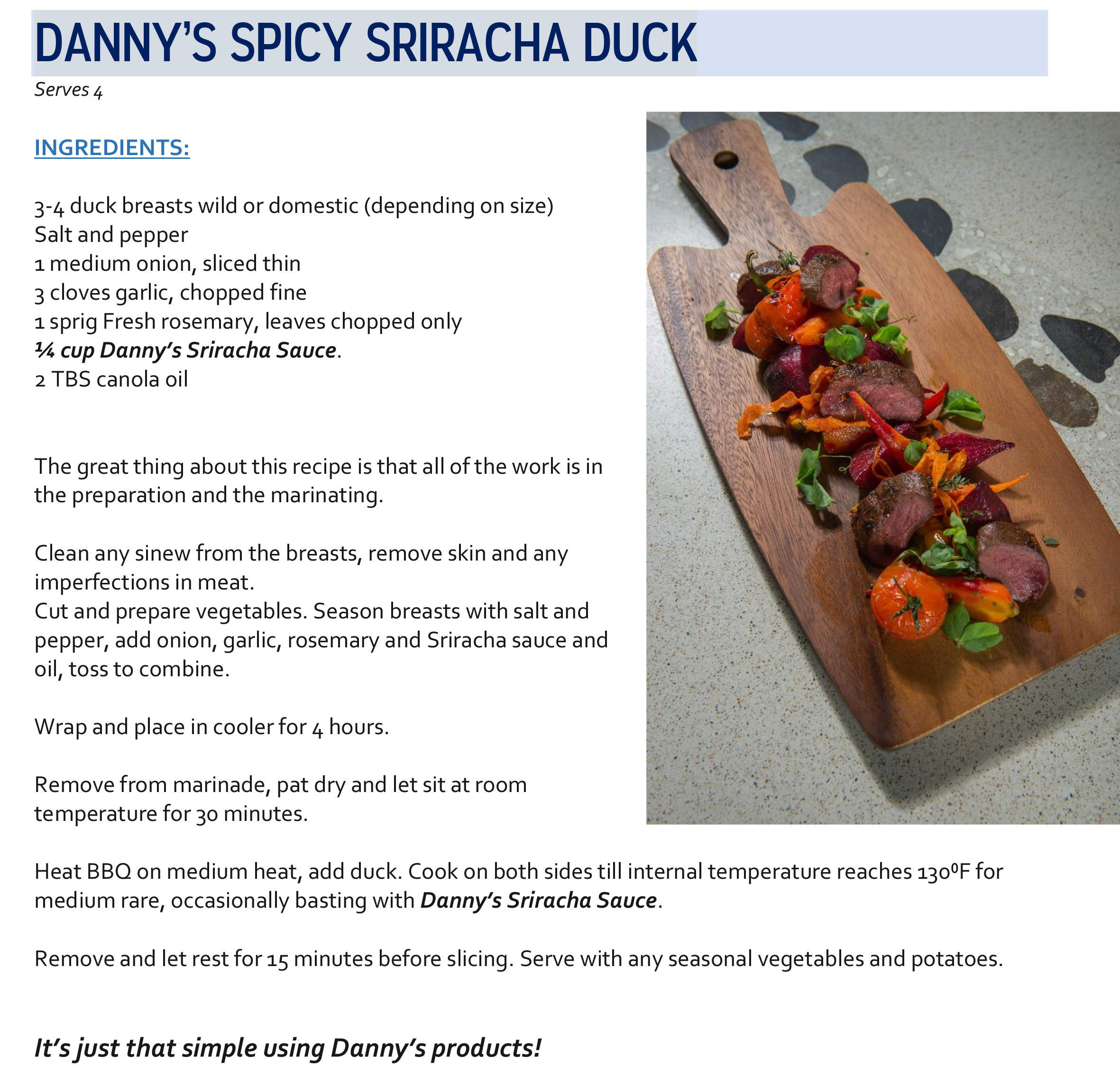 Danny's Spicy Sriracha Duck
